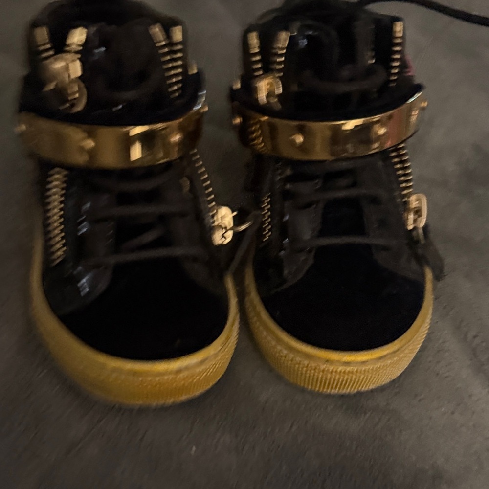 Giuseppe Zanotti Black and Gold Kids Sneakers